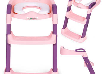 Nakładka na toaletę dla dzieci ze schodkami i drabinką różowa ECOTOYS