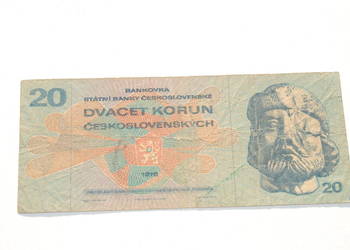 Stary banknot 20 koron Czechosłowacja 1970 antyk