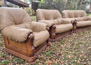 Komplet wypoczynkowy 3 2 1 Nowa skóra naturalna