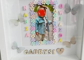 Personalizowana Ramka 3D Pamiątka – Roczek, Chrzest, Urodziny (Handmade)