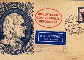 NIEMCY 1930-GRAF ZEPPELIN-lot do Anglii. RZADKA KARTKA!