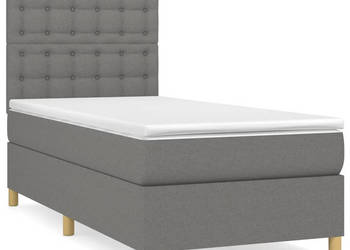 Łóżko kontynentalne z materacem ciemnoszara tkanina 90x200 cm WM-3142626