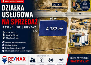 Działka usługowa z WZ przy DK7 | 2 km od S7