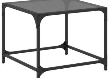 Stolik kawowy z czarnym szklanym blatem 50x50x40 cm stal WM-845968