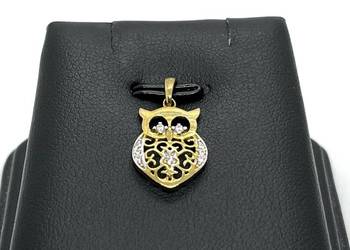 Nowa Złota Zawieszka Próby 333 0,60g Sowa Sówka Cyrkonie