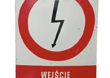 Stara Emaliowana Tłoczona Tabliczka Ostrzegawcza