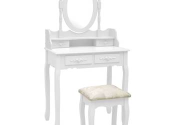 vidaXL Toaletka ze stołkiem, biała, 75x69x140 cm, (SKU:289314)