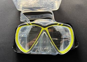 Maska Nurkowa Profesjonalna Vision, bezb silikon, żółta ramka