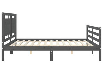 Rama łóżka z wezgłowiem szara lite drewno 200x200 cm WM-3194073