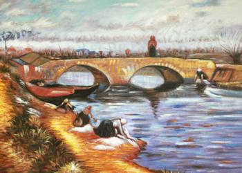 Obraz olejny Most Gleize nad kanałem Vigueirat - van Gogh