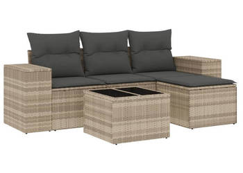 5-cz. zestaw mebli do ogrodu poduszki jasnoszary rattan PE WM-3254819