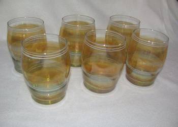 szklanki literatki miodowe z PRL -u 6 szt szklanki literatki miodowe z PRL -u 6 szt