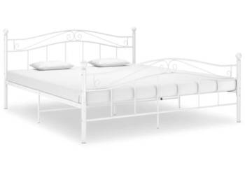 Łóżko Metalowe Białe Rama Łóżka Ze Stelażem 140 x 200 cm WM-324998