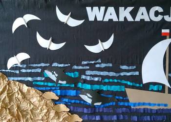 Dekoracja wakacyjna, wakacje, na szkolną gazetkę