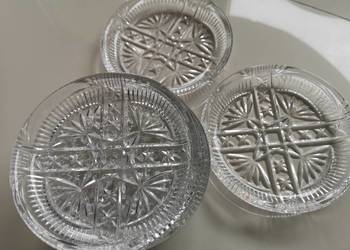 Zestaw talerzyków deserowych kryształowe vintage PRL