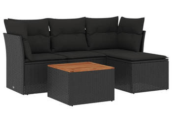 5-cz. zestaw wypoczynkowy do ogrodu poduszki czarny rattan PE WM-3255936