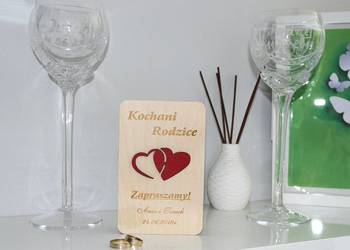 Zaproszenia DLA RODZICÓW z drewnianą okładką E11