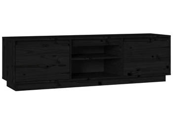 Szafka pod telewizor czarna 140x35x40 cm lite drewno sosnowe WM-840414