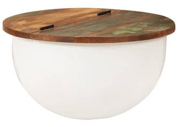Stolik kawowy biały 50x27 cm drewno z odzysku WM-351754