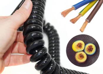 KABEL PRZEWÓD SPIRALNY 3-ŻYŁOWY OMY 3x1,5 PRĄDOWY SPIRALA 500 mm Rozciągany