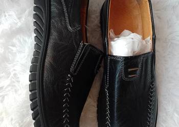 (42) Soft Sole/ Ekskluzywne, czarne mokasyny półbuty buty wieczorowe, NOWE