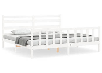 Łóżko bez materaca białe lite drewno sosnowe 200x200 cm WM-3192057