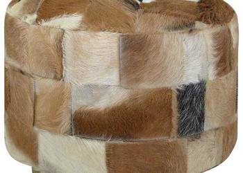 vidaXL Okrągły puf, skóry koziej, 50 x 50 x 45 cm(SKU:244548)