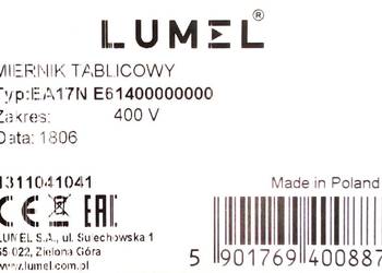 Woltomierz tablicowy LUMEL EA17 0–400 V AC, 72×72 mm – nowy, nieużywany