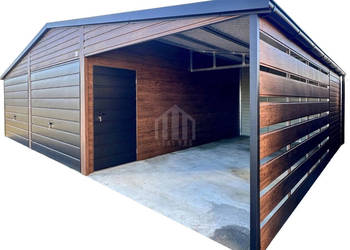 Garaż blaszany 6x6m wiata  brama uchylna drzwi okno dwuspadowy rynny SO175