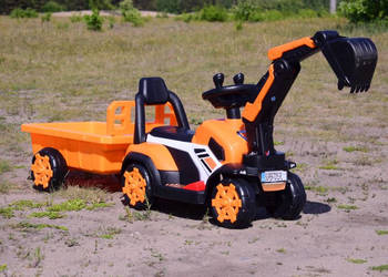 BAWIBUS.PL Auto TRAKTOR KOPARKA na akumulator z przyczepką dla dzieci