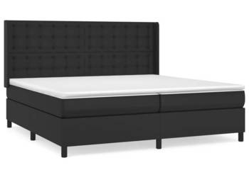 Łóżko z Materacem Kontynentalne Czarne Ekoskóra 200x200 cm WM-3132519