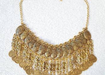 3 Naszyjnik boho złoty kolor monety monetki bohemian etno hippie gypsy cyga