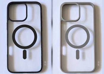 Etui/case przezroczyste szare i czarne z MagSafe na iPhone'a 16 pro max