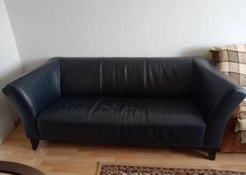 Sprzedam czarną skórzaną kanapę-sofe+fotel!