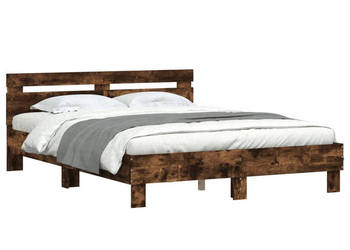 Rama łóżka z wezgłowiem i LED przydymiony dąb 140x190 cm WM-3207564