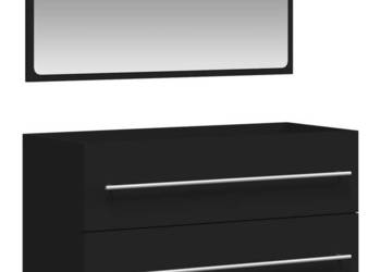 Szafka łazienkowa z lustrem czarna materiał drewnopochodny WM-833880