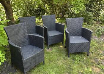 Komplet 4 foteli ogrodowych Allibert | Technorattan Grafit / Antracyt