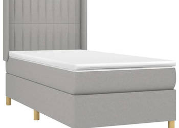 Łóżko kontynentalne z materacem jasnoszare tkanina 90x190cm WM-3138997