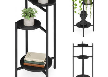 Kwietnik stojący stojak na kwiaty ozdoby 3 poziomy czarny ModernHome