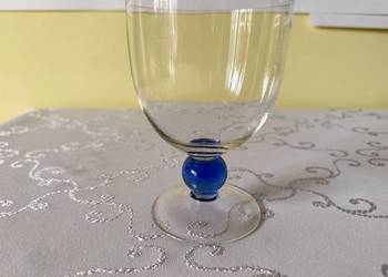 Szklany Pucharek Kieliszek Vintage 200ml z Niebieską Kulą Retro Klasyka