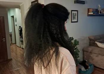 nowa peruka + rzęsy, długie czarne sztuczne włosy