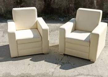 Skórzane fotele 2 sztuki beżowe wygodne