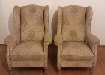Dwa fotele uszaki solidne wykonanie lat 80