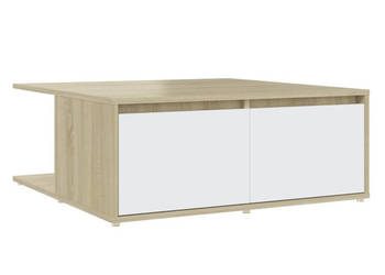 Stolik kawowy biel i dąb sonoma 80x80x31 cm WM-806881