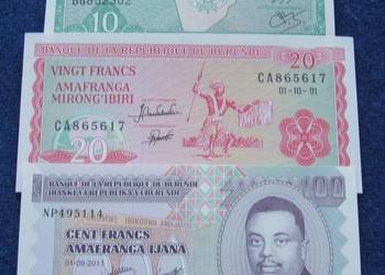 BURUNDI Kolekcjonerskie Banknoty Zestaw - 3 sztuki UNC