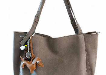 Torebka damska zamszowa pojemna shopperka Flora&Co szara