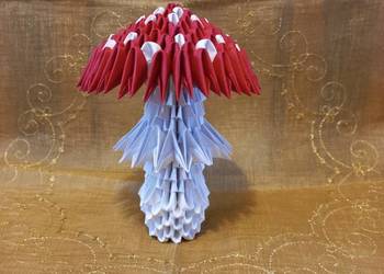 Muchomor grzyb- origami rękodzieło- jesienna dekoracja