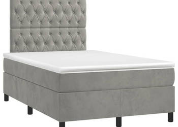 Łóżko kontynentalne z materacem i LED jasnoszare 120x190 cm WM-3270329