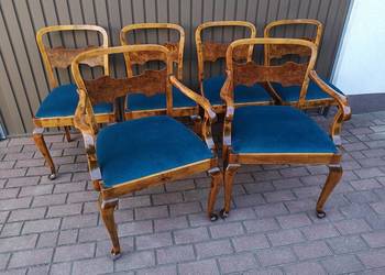 Krzesła-Fotele Komplet 6 Sztuk ART-DECO Stare Antyk Po Renowacji.