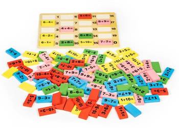 Klocki matematyczne z tablicą domino edukacyjne